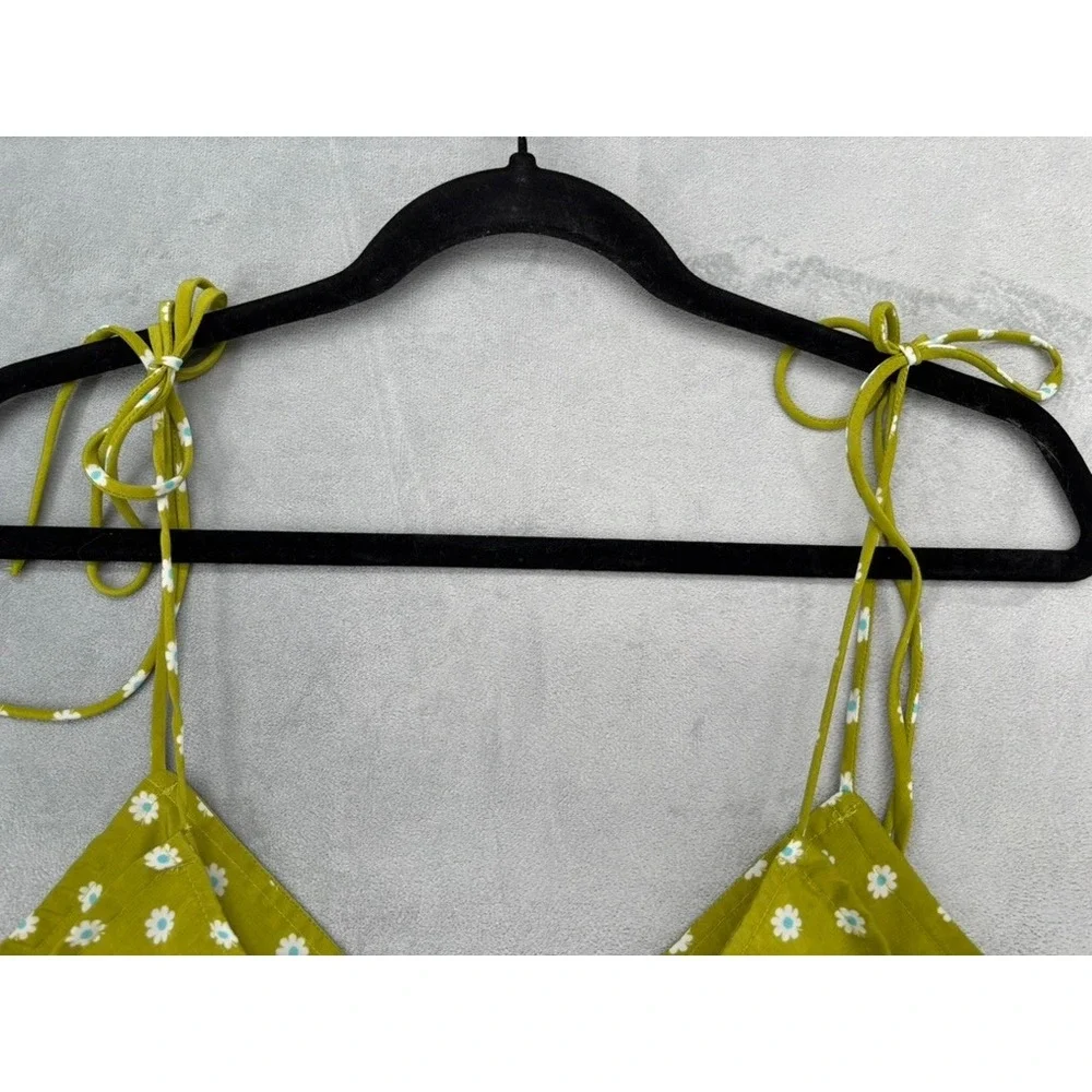 Levi's Mini Slip Dress Small Green Daisy Floral Tie Strap Sun Dress